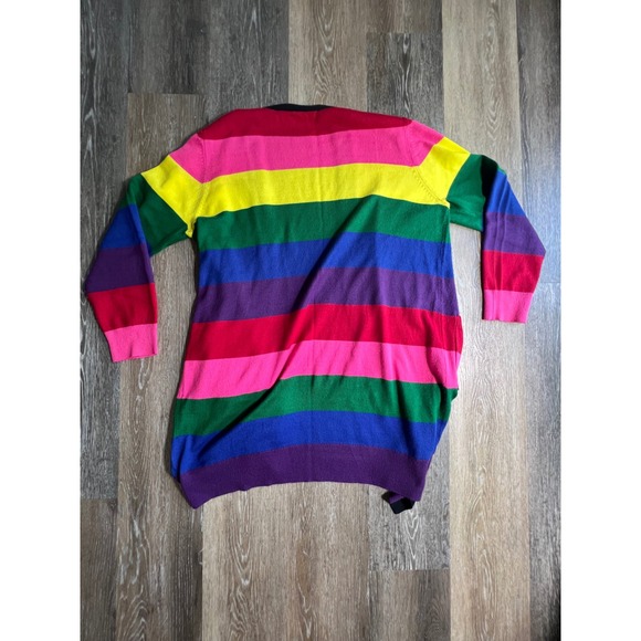 New York & Company Cardigan Womens XL Rainbow Stripe Good Open Front Longline - Picture 7 of 7